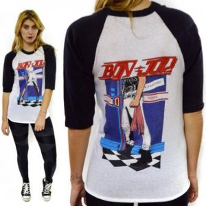 Vintage 80s Bon Jovi Runaway Tour Raglan Jersey Sz M