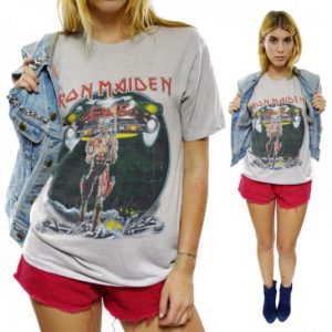 Vintage 80s Iron Maiden Somewhere On Tour T Shirt Sz L