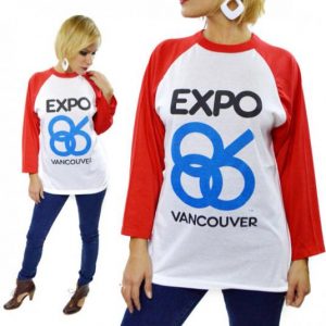 Vintage 80s Expo 86 Vancouver Raglan Jersey Sz L