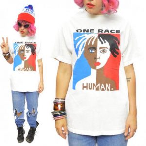 Vintage 90s One Race Human. T Shirt Sz L