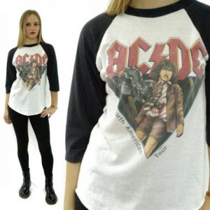 Vintage 80s AC/DC North American Tour Raglan Jersey T Shirt