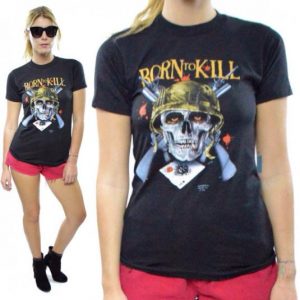 Vintage 80s Born to Kill 3D Emblem Rare T Shirt Sz S