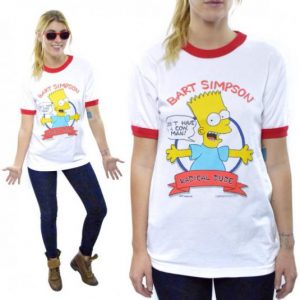 Vintage 80s Bart Simpson Radical Dude Ringer T Shirt Sz M