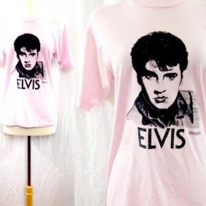 Vintage 90s ELVIS PRESLEY The King Pink Glitter T Shirt