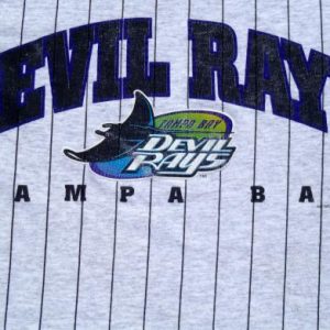 Vintage 1997 Tampa Bay Rays MLB Gray Pinstriped T Shirt L