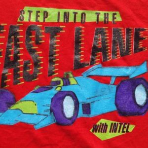 Vintage 1990s Intel Step Into the Fast Lane Red T Shirt XL