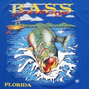 Vintage 1990s Bass Fishing Florida Blue Tourist T Shirt XL