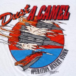 Vintage 1990s Desert Storm "Dust a Camel" White T-Shirt M