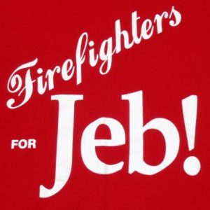 Vintage 1990s Firefighters For Jeb Bush Red T Shirt L