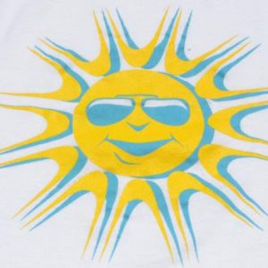 Vintage 1990s Smiling Sun with Sunglasses White T-Shirt L