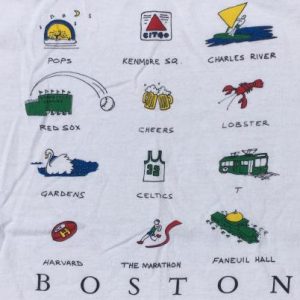 Vintage 1980s Boston Landmarks White Souvenir T-Shirt M