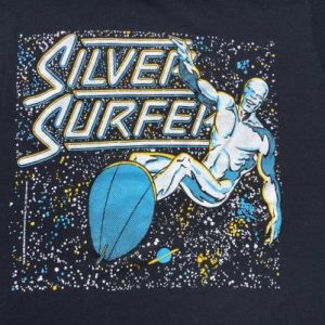 Vintage 1980s Silver Surfer Black T-Shirt S/M Screen Stars