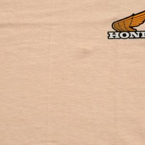 Vintage 1980s Honda Custom Motorcycle Beige Cotton T Shirt M