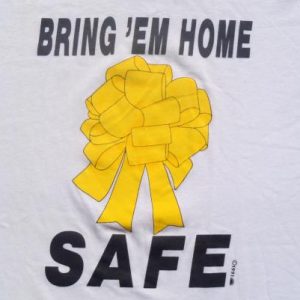 Vintage 1991 Gulf War Yellow Ribbon White T-Shirt XL