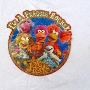 Vintage 1980s I'm a Fraggle Rocker Whte Ringer T Shirt L