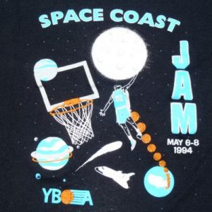 Vintage 1990s Black Space Coast Space Jam Basketball T-Shirt XL