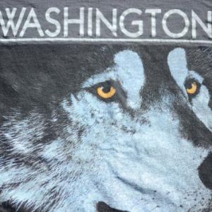 Vintage 1990s Washington Wolf Gray Cotton T-Shirt L