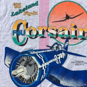 Vintage 1990s Gray Blue Corsair Lakeland Fly In T-Shirt L