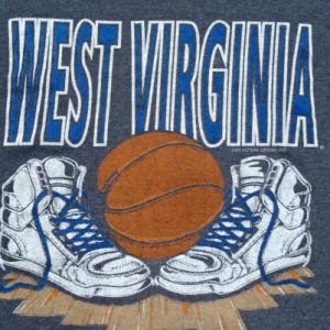 Vintage 1991 Dark Gray West Virginia Basketball T Shirt S/M