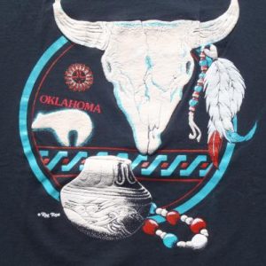 Vintage 1980s Oklahoma Rag Tops Skull Souvenir T-Shirt XL