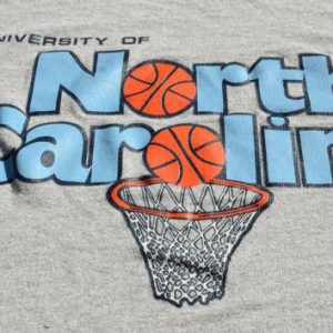 Vintage 1980s UNC Basketball Gray Rayon Blend T Shirt