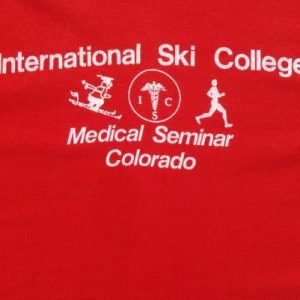 Vintage 1980s National Ski College Colorado Red T Shirt L