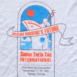 Vintage 1990s Sigma Theta Tau Î£Î˜Î¤ Nursing White T-Shirt XL