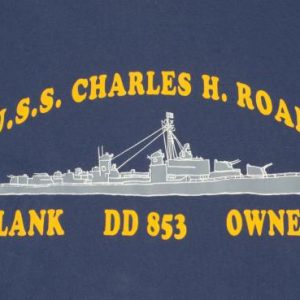 Vintage 1980s Navy Blue Charles H Roan Destroyer T Shirt XL