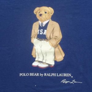 Vintage 1990s Polo Bear Navy Cotton T-Shirt L Ralph Lauren