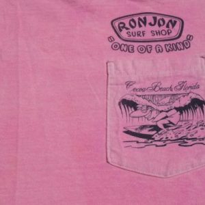 Vintage 1989 Acid-Washed Pink Ron Jon Pocket T Shirt M