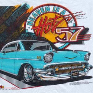 Vintage 1993 Heaven is a Hot '57 Chevy White T-Shirt L