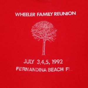 Vintage 1990s Red Wheeler Family Reunion July 1992 T-Shirt L