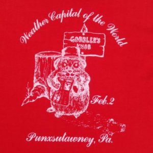 Vintage 1980s Punxutawney Phil Groundhog Day Red T Shirt M/L