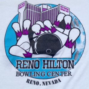 Vintage 1990s Reno Bowling Center Hilton White T-Shirt L