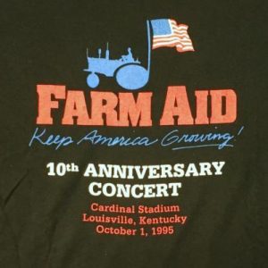 Vintage 1995 Farm Aid 10th Anniversary Black Concert T-Shirt