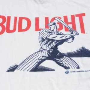 Vintage 1991 Bud Light Baseball White and Red T-Shirt M/L