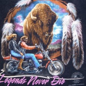 Vintage 1990s Black Motorcycle Buffalo Wonder Lake T Shirt L