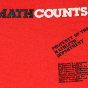 Vintage 1980s Math Counts Mathletics Red Cotton T Shirt M