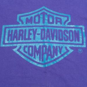 Vintage 1990s Purple Harley Davidson Credit Cotton T Shirt L