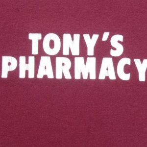 Vintage 1980s Tony's Pharmacy Burgundy Baseball T-Shirt S