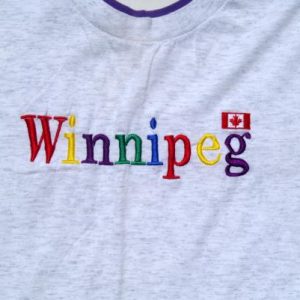 Vintage 1990s Winnipeg Purple Double Collar T-Shirt XL