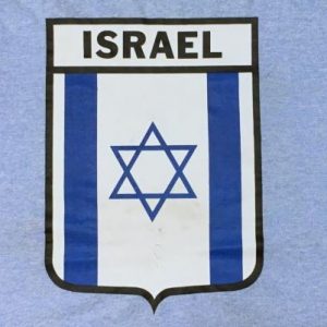 Vintage 1970s Israel Flag Star of David Blue Ringer T-Shirt