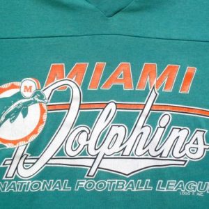 Vintage 1980s Aqua Orange Miami Dolphins Jersey T Shirt L