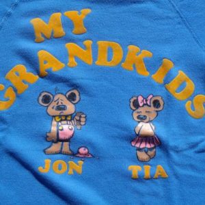 Vintage 1980s Grandkids Teddy Bear Flock Letters Sweat Shirt