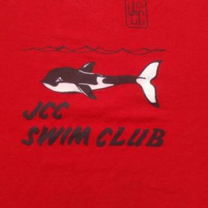 Vintage 1980s JCC Swim Club Whale Red T-Shirt S/M