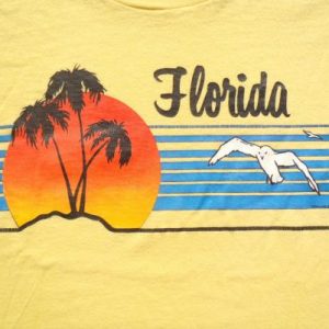 Vintage 1980s Yellow Florida Souvenir Cotton T-Shirt M