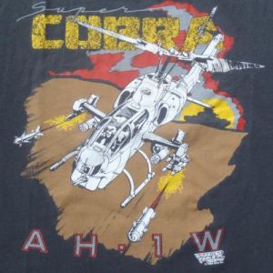 Vintage 1980s Bell AH-1W Super Cobra Helicopter T-Shirt XL