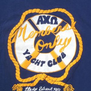 Vintage 1989 Alpha Chi Omega Yacht Club Navy Blue T-Shirt XL