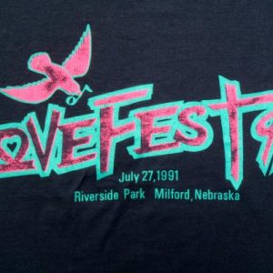 Vintage 1990s Love Fest 1991 Black Concert T-Shirt L