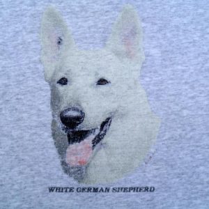 Vintage 1980s White German Shepherd Heather Gray T-Shirt L